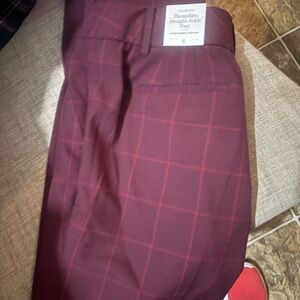 TalbotsBurgundy Windowpane Straight Ankle Pants